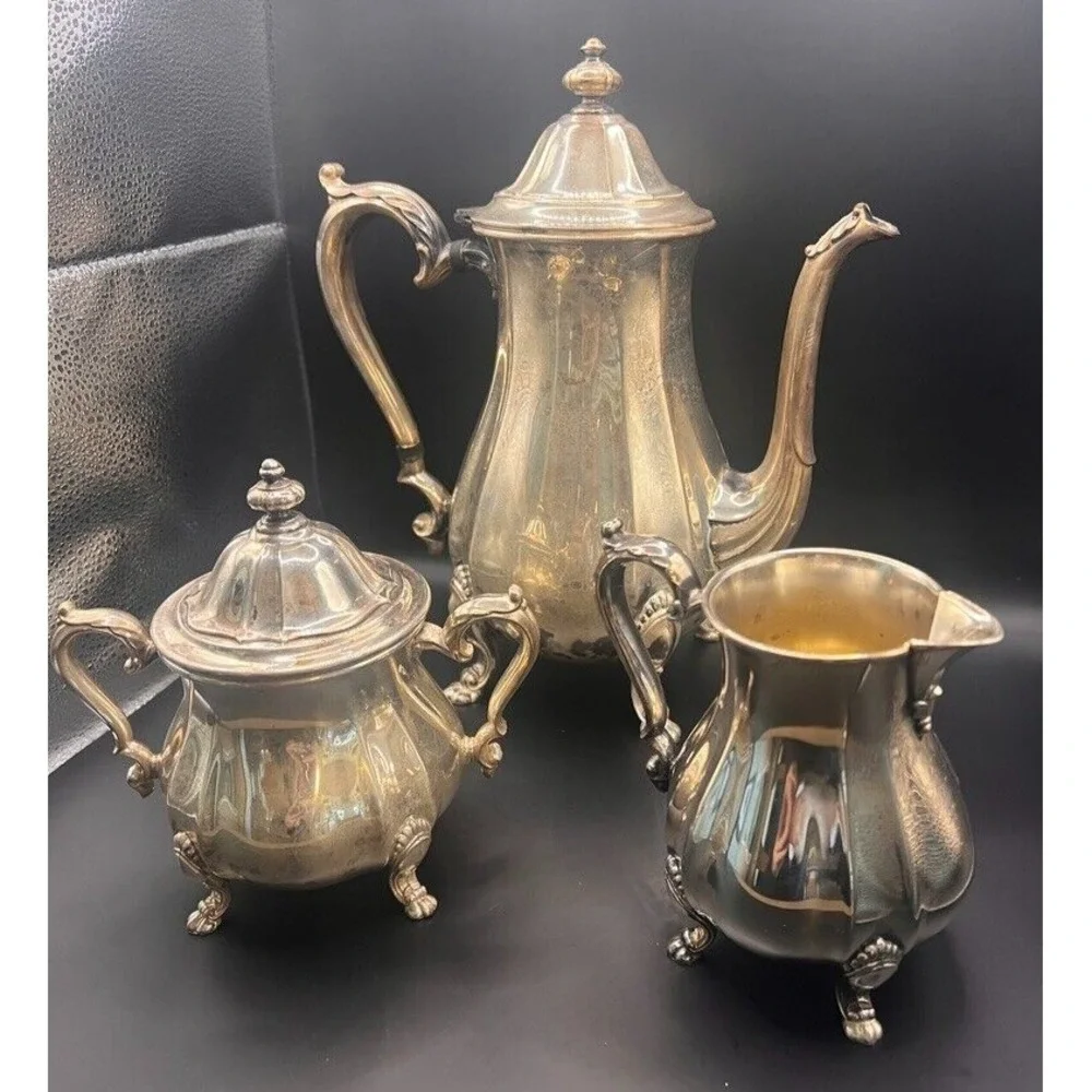 Antique Silverplate Tea Coffee Set Chippendale International Silver Co‎ Sugar &